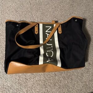 Nautica Black and Tan Duffel Bag